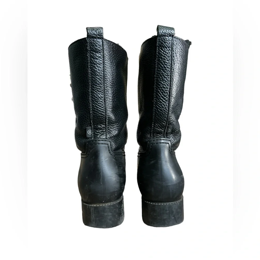 LK Bennett leather sheerling Rain Boots 37 half calf black - Picture 4 of 5